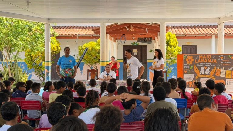 Prefeitura de São Geraldo realiza ação do Maio Laranja na Escola da Vila Fortaleza